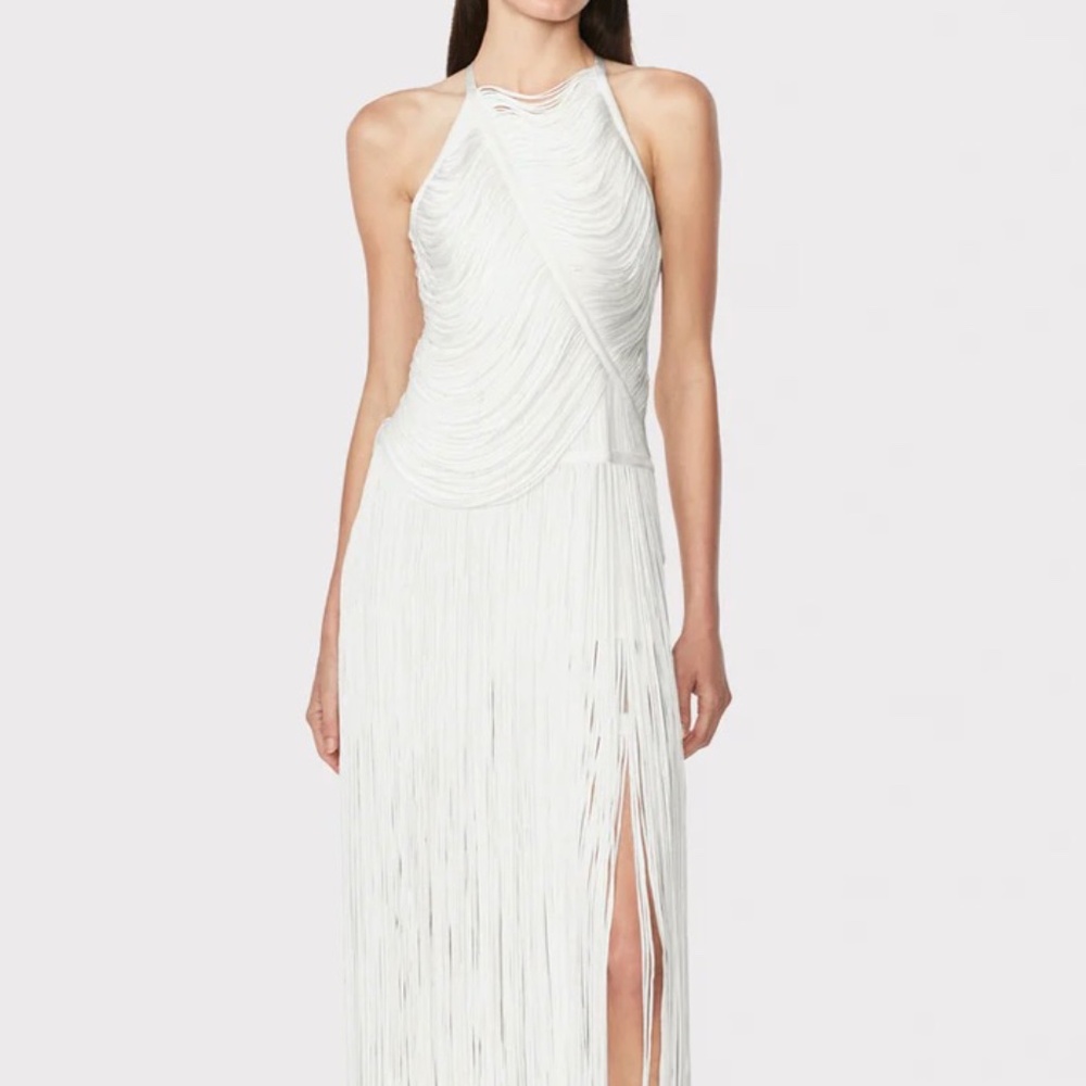 White fringe Hervé Leger dress